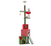 PAWZ Road Floor to Ceiling Cat Tree Christmas with Sisal Scratching Posts and Ramp, Tall Cat Tower Height Adjustable(211-276cm) with Large C