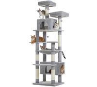 PAWZ Road Heavy Duty Cat Tree for Large Cats, 81 Inches Tall Cat Tower with 2 Perches, 2 Condos and Spacious Hammock, Large Condo with 7 Scratching Posts for 20lb+ Adult Cats, 205cm Grey XL