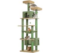 PAWZ Road Heavy Duty Cat Tree for Large Cats, XL Cat Tower 205cm | 81'' Tall Cat Tower with Spacious Hammock and 2 Perches, Large Condo with 7 Scratching Posts for 20lb+ Adult Cats, Green
