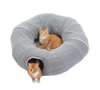 PAWZ Road Plush Cat Tunnel Bed for Indoor Cats, 2 in 1 Donut Cat Tunnel Toy