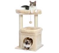 PAWZ Road Small Cat Tree, Multi-Level Cat Tower with Sisal-Covered Scratching Post, Cozy Condo and Top Perch for Indoor Cats, Applicable to Summer, Beige