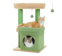 PAWZ Road Small Cat Tree, Multi-Level Cat Tower with Sisal-Covered Scratching Post, Cozy Condo and Top Perch for Indoor Cats, Applicable to Summer, Green