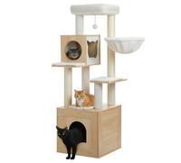 PAWZ Road Wood Cat Tree Tower 146cm with Litter Box Enclosure Large