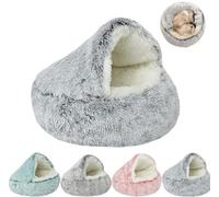 Pawzar Calming Cat/Dog Bed Cave, Olvys Comfy Cocoon Pet Beds, Cat Dog Bed with Cover Fabric Dogs Bedding Cave for Small Medium Large