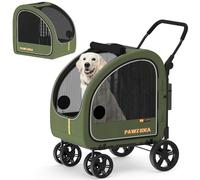 PAWZIDEA 3-in-1 Dog Stroller for Large Dogs with Detachable Carrier, 45% Extra Tall Dog Car Crate up to 45kg Sit Upright, Foldable Pet Stroller for 2 Medium Dogs All-Terrain Jogger, Adjustable Handle