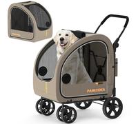 PAWZIDEA 3-in-1 Dog Stroller for Large Dogs with Detachable Carrier, 45% Extra Tall Dog Car Crate up to 45kg Sit Upright, Foldable Pet Stroller for 2 Medium Dogs All-Terrain Jogger, Adjustable Handle