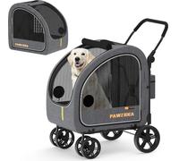 PAWZIDEA 3-in-1 Dog Stroller for Large Dogs with Detachable Carrier, 45% Extra Tall Dog Car Crate up to 45kg Sit Upright, Foldable Pet Stroller for 2 Medium Dogs All-Terrain Jogger, Adjustable Handle