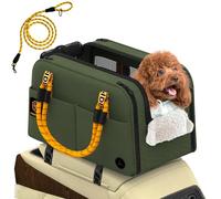 PAWZIDEA Center Console Dog Car Seat, Enclosed Secure Armrest Booster Seat for Small Dogs & Cats up 12lbs, Soft-Sided Travel Pet Carrier Safety Straps, Removable Pillow, Storage Pocket, Shoulder Strap