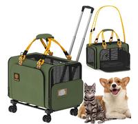 PAWZIDEA Expandable Large Pet Carrier with Wheels, 24x16x16 in Rolling Cat Carrier for 2-4 Cats up 55lb, Soft-Sided Collapsible Small Medium Dog Crate for Car Travel, Telescopic Handle, Storage Pocket