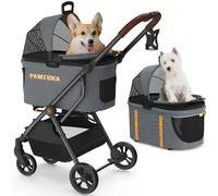 PAWZIDEA Pet Stroller 4 in 1, Dog Strollers for Small/Medium Dogs with Detachable Carrier Easy Lock Canopy, Seatbelt Puppy Car Seat, Cozy House, Foldable & Lightweight Jogger Cat Stroller, 4 Wheels