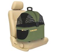 PAWZIDEA Portable Small Dog Crate for Car Travel, Enclosed Pet Car Seats for Small/Medium Dogs & Cats, Reversible No-Zip Canopy, Soft-Sided Pet Carrier Crates, Foldable Travel Dog Kennel, Metal Frame