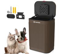 PAWZIDEA Wall Mount Dog Poop Trash Can Outside, 8L /1.8 UK Gallons, Brown | Small Dog Waste Bin with Lid, Activated Carbon Odor Control, Waterproof Metal Pet Waste Container, Fence Hang Poop Can