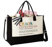 Pawzity Chaos Coordinator Tote Bag, White, L for Women, Coworkers, Bosses, Teachers