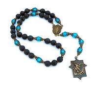 PAX Saint Michael Chaplet with Instructions, Antique Design, Teal, Large