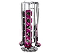 Universal 32 Piece 4 Row Lavazza A Modo Mio Passionale Coffee Pod Capsule Holder Stand with 360° Rotatable Base, Chrome, Silver, 15 x 15 x 31 cm