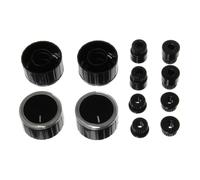 Paxanpax PCK686 Universal Black/Stainless Steel Oven Knob Kit with Two Adapters - Pack of 4