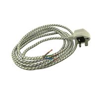 Paxanpax PSA120 Universal White Iron Mains Cable & White Plug Assembly (13A, 3-Core, 0.75mm, 2.5m)