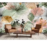 PaxGloz Abstract Tropical Leaves Wallpaper, Sage Green and Blush Pink Watercolour Boho Botanical Wall Mural for Living Room & Bedroom, Non-Woven Decorative Wall Art 150x105 cm