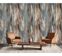 PaxGloz Blue and Brown Rustic Wood Effect Wall Mural, Vintage Distressed Wood Wallpaper for Living Room & Bedroom, Non-Woven Decorative Wall Art 200x140 cm