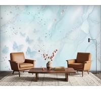 PaxGloz Light Blue Marble Butterfly Wallpaper, Abstract Silver Glitter Effect Wall Mural for Living Room & Bedroom Kids Playroom, Non-Woven Decorative Wall Art 500x280 cm