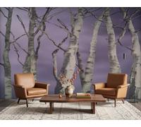 PaxGloz Purple and Grey Forest Wall Mural, Dark Gothic Witchy Wallpaper for Living Room & Bedroom, Non-Woven Decorative Wall Art 350x256 cm