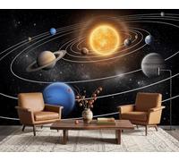 PaxGloz Solar System Space Wallpaper, 3D Outer Space Planets Wall Mural for Living Room & Bedroom Kids Playroom Teenager Room, Non-Woven Decorative Wall Art 300x210 cm