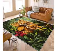 PaxGloz Tiger Rug Kids - Jungle Safari Rug, Tropical Forest Animal Rugs for Living Room Bedroom, Washable Non Slip Soft Small Carpet, Patterned Area Rugs & Home Decor 80x150 cm