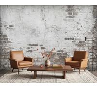 PaxGloz Vintage Rustic Brick Wall Mural, Shabby Chic Grey and White Brick Effect Wallpaper for Living Room & Bedroom, Non-Woven Decorative Wall Art 416x254 cm