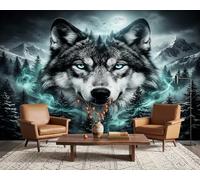 PaxGloz Wolf Fantasy Wallpaper, 3D Forest Wildlife Wall Mural for Living Room & Bedroom, Non-Woven Decorative Wall Art 500x280 cm