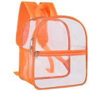 Paxiland Clear Backpack Stadium Approved 12×12×6, Small Transparent Bag with Reinforced and Widened Shoulder Straps, Orange, 12x10.5x6 inches