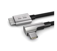 PAXO 0.5m 10Gbps USB C to Micro-B cable, 90° angled connector, USB 3.2, hard disk cable, USB HDD cable, SSD, NVME, black