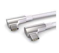 PAXO 0.5m USB C to USB C cable, 100W Power Delivery 20V/5A PD 3.0 fast charging cable, 10 Gbps - USB 3.2 Gen2x1 high-speed data cable, right-angle plug, white