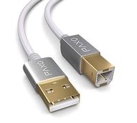 PAXO 3m nylon USB printer cable, white, USB A plug to USB B, charging cable, data cable, gold plug