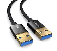PAXO USB A-A 3m connection cable, 10 Gbit/s, USB 3.2 Gen2, backwards compatible with USB 3.0, A plug to A plug, black, fabric jacket
