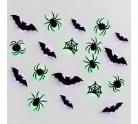 Paxory 21 PCS LED Bats Lights Sticker,Halloween Decorations Indoor Lights | 3D Bats Spider Wall Decals Realistic Glowing with Flashing Modes,Multi-Size, for Indoor Halloween Window Stickers Party Decor