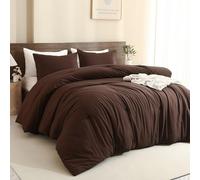 Paxrac Earthy Brown Comforter Full Size, Neutral 3 Pieces Comforter Set, Lightweight Solid Bedding Set, All Seasons Soft Fluffy Full Comforter Set (80x90In Comforter & 2 Pillowcases)