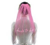 Paxrmuky Bride To Be Embroidered Veil - White Tulle Hen Party Accessory - Elegant Bridal Shower Decoration for Engagement, Bachelorette Night & Wedding Celebrations (pink-pink)