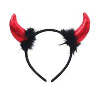 Paxrmuky Red Devil's Horn Headband with Black Feather for Devil Costume for Woman, Halloween, Cosplay Party Accessories