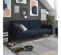 Ng Novogratz Brittany Sofa Bed Wooden Legs Linen Light Blue, Blue