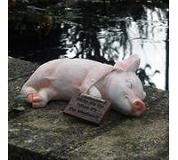 Paxton Pig Resin Garden Ornament"Wake Me Up When It Is The Weekend" 22cm long