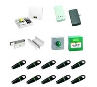 Paxton Switch2 Single Door Kit - Switch2 Controller, Proximity Reader, 10 Fobs, Exit Button, Break Glass, White, Push Button, Manual-On-Manual Operation