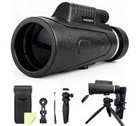 Paxvanta 12X50 Monocular Telescope for Bird Watching - HD BAK4 Prism FMC Lens with Smartphone Adapter & Tripod - Waterproof Fogproof Compact Monocular for Adults, Wildlife, Hiking & Sports (Black)