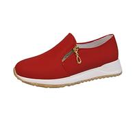 Pay in 5 Monthly payments Items Ladies Trainers Wide Fit Wedge Jogging Sneakers Casual Fashion Non Slip Tennis Shoes Lightweight Low Top Lace Up Slip on Womens Wide fit Trainers Red 5