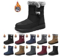 pay in 5 monthly payments items the deal Winter Boots for Women UK Warm Snow Boots Slip On Leather Booties Plush Lined Safety Boots Non Slip Walking Boots Mid Waterproof Boots school shoes
