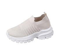 Pay in 5 Monthly payments Items Womens Slip On Trainers Wide Fit Wedge Trainers Breathable Mesh Orthopedic Sneakers Casual Low Top Round Toe Walking Shoes Lightweight Nurse Shoes Women White 6