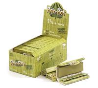 Pay-Pay GoGreen 1¼ Papers + Tips - Box of 24 Booklets - Each with 50 Green Sheets & 50 Pre-Cut Tips - Natural Slow Burn Eco Paper by Trusted Heritage Brand Made in Spain