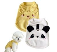 PayaSnug 2PCS Dog Shirt Set with D-Ring - Soft Breathable Dog Clothes for Small, Medium & Large Dogs, Yellow Bear and Panda Pattern Puppy Shirt, Sleeveless Pet Tank Top