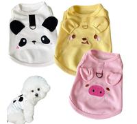 PayaSnug 3PCS Dog Shirt Set with D-Ring - Soft Breathable Dog Clothes for Small, Medium & Large Dogs, Pink Pig, Yellow Bear and Panda Pattern Puppy Shirt, Sleeveless Pet Tank Top