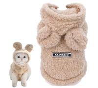 PayaSnug Dog Hoodie with Bunny Ears, Plush Fleece Winter Pet Sweater with D-Ring, Warm Pet Coat for Small Dogs and Cat, Puppy Winter Clothes for Chihuahua, French Bulldogs, Yorkie(Khaki, XL)