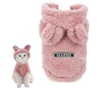 PayaSnug Dog Hoodie with Bunny Ears, Plush Fleece Winter Pet Sweater with D-Ring, Warm Pet Coat for Small Dogs and Cat, Puppy Winter Clothes for Chihuahua, French Bulldogs, Yorkie(Pink, XXL)
